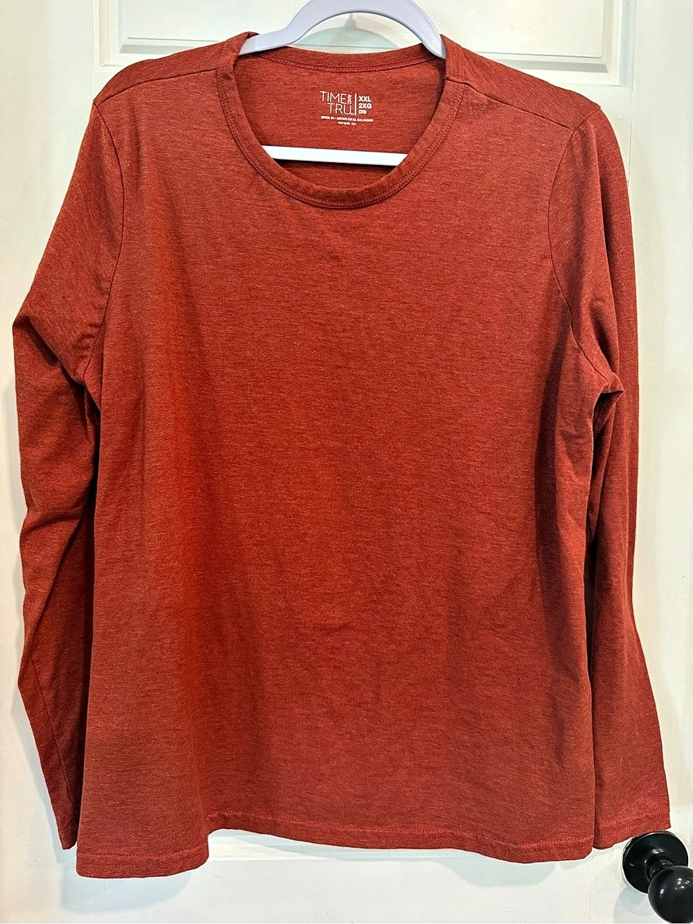 Time and Tru Women’s XXL 2X Rust Orange Long Sleeve Crew Neck T-Shirt